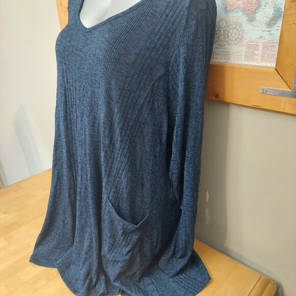 Pennington's Women's DC Jeans Long Sleeve V Neck Tunic Top front pockets Size 3X - Picture 3 of 11